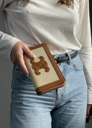 Гаманець celine zipped wallet cuir triomphe in textile жіночий на подарунок 14 лютого / 8 березня1 фото