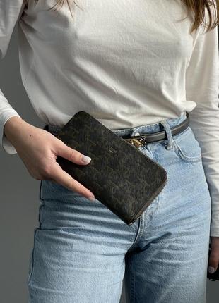 Гаманець celine large zipped wallet in triomphe canvas  жіночий на подарунок 14 лютого / 8 березня8 фото