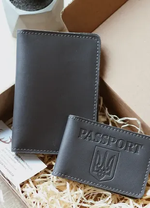 Набір "докхолдер + обкладинка для id - паспорту", сірий.2 фото