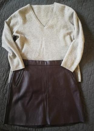 Кожаная юбка винного цвета бордо бургунди2 фото