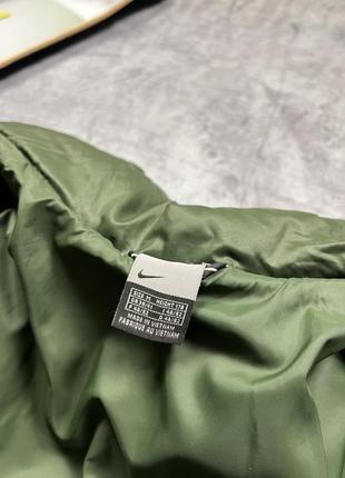 Теплый оливковый винтажный пуховик зимняя куртка nike vintage nike olive puffer down jacket10 фото