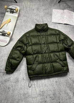 Теплый оливковый винтажный пуховик зимняя куртка nike vintage nike olive puffer down jacket6 фото