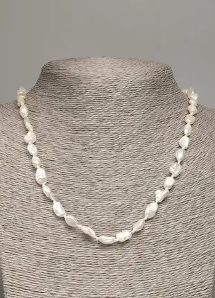 Ожерелье из натуральных барочных жемчуга с оттенком "бензин" d-11х7мм l-45см +-