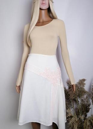 Шикарная белая винтажная юбка с вышивкой kaleidoscope