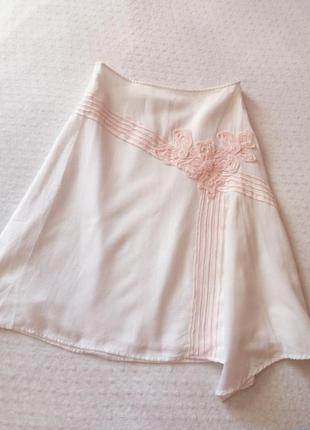 Шикарная белая винтажная юбка с вышивкой kaleidoscope4 фото