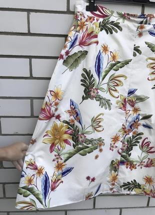 Юбка а-силуэт с карманами,цветочный принт, хлопок, zara8 фото