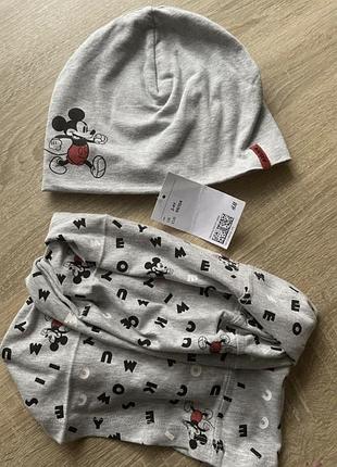 2-4 стильный набор шапка и снуд с микки маусом h&amp;m