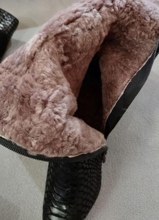 Женские кожаные сапоги на каблуке острый носок зима 39 размер 25,5 см5 фото