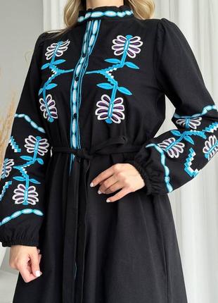 Черное платье миди с вышивкой ❤️ черное платье в этно стиле