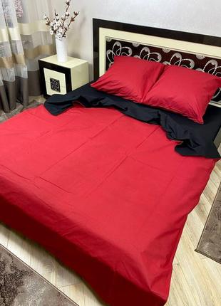 Однотонный комплект постельного белья красно-черный, бязь-люкс2 фото