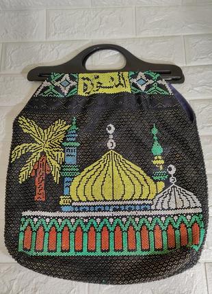 Винтажная сумочка в стиле мечети, расшитая бисером3 фото