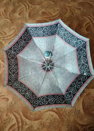 Парасолька парасолька сіра з візерунком новий автомат d = 102 см ручка 52/38 см 199 грн