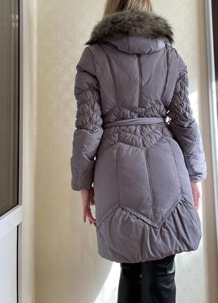 Теплое зимнее пальто с натуральным мехом7 фото