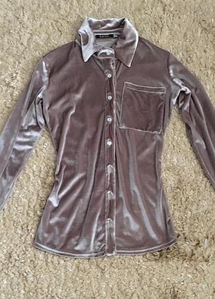 Бархатная велюровая рубашка блуза