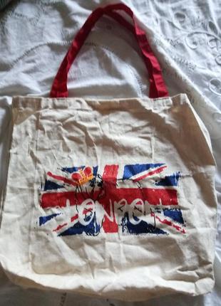 Экологическая котоновая сумка шоппер торба с рисунком лондон