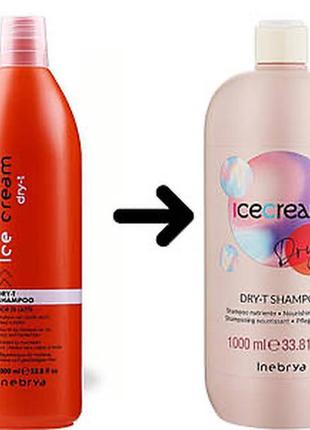 Питательный шампунь inebrya dry-t shampoo с протеинами шелка и пшеницы 1000 мл2 фото