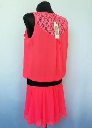Суперцена. стильное шифоновое платье. розовый неон. новое, р-р m, 42-444 фото