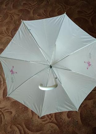 Зонт зонтик парасолька белый трость автомат d=120 см ручка 84 см 249 грн2 фото