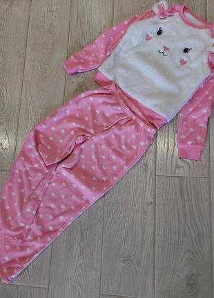 Флисовая пижама, домашний костюм в сердечки от george розовая 8-10 лет