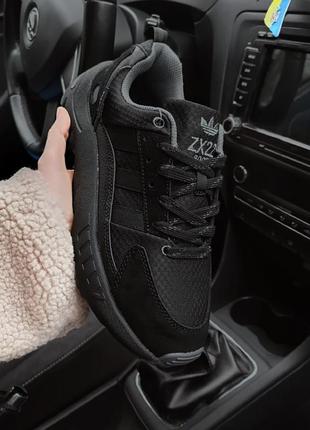 Мужские кроссовки adidas zx22 boost черные замшевые замша адидас буст весенние осенние демисезонные демисезонные отменное качество низкие