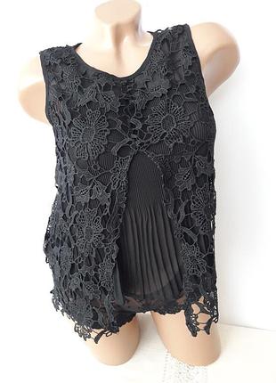 Шикарная, нарядная блуза маечка с с отделкой плессе