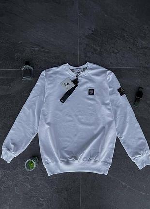 Белый мужской свитшот мужской белышей свитшот толстовка кофта stone island
