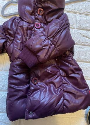 Красивая и тёпленькая фиолетовая курточка на весну для девочки 7-12 месяцев5 фото