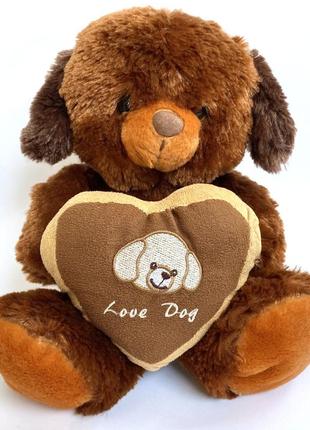 Мягкая игрушка собачка плюшевая собака с сердечком