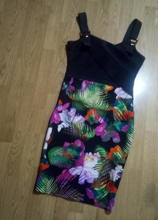 Платье сарафан миди цветы коктельное s