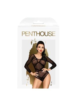 Боди penthouse high on love xl black, глубокий вырез на спине, имитация стреп3 фото