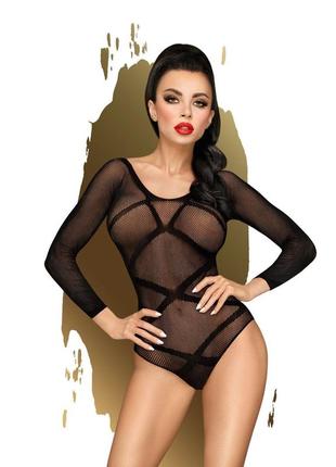 Боді penthouse high on love xl black, глибокий виріз на спині, імітація стреп
