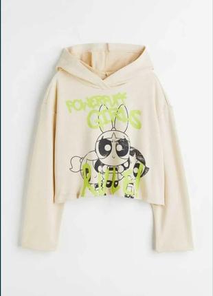 Худи оверсайз h&amp;m 134 140 см powerpuff girls худи h&amp;m the powerpuff girls oversized printed, бежевый