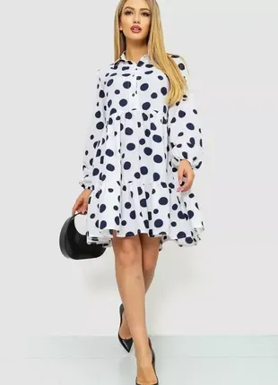 Сукня у горох, колір біло-синій, 214r788-1
