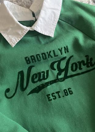 Свитшот кофта с воротником tu brooklyn new york4 фото