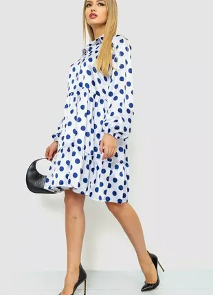 Сукня у горох, колір біло-синій, 214r788-2