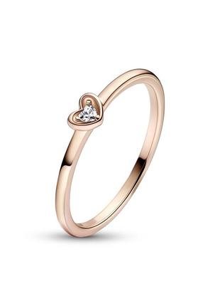 Срібна каблучка з позолотою пандора, pandora блискуче серце