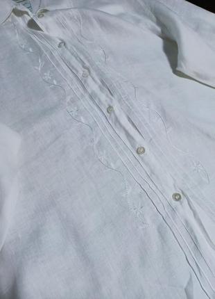 Винтажная рубашка laura ashley 100%лён вышивка3 фото