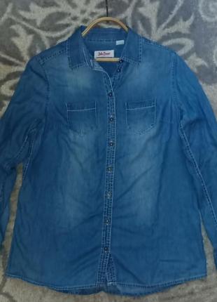 Сорочка, рубашка тонкий джинс. bonprix. eur.36-38, m/l.