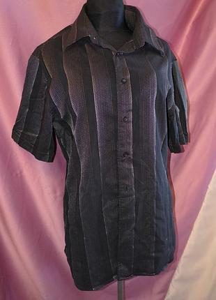 Чорна смугаста сорочка з коротким рукавом semco