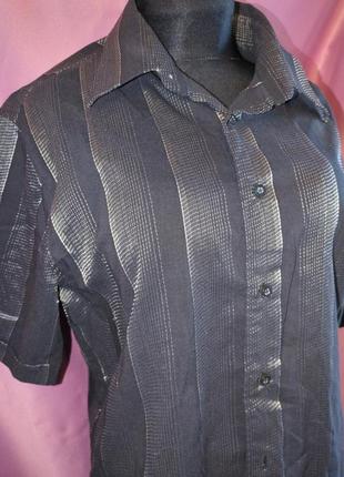 Чорна смугаста сорочка з коротким рукавом semco2 фото
