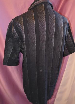 Чорна смугаста сорочка з коротким рукавом semco3 фото