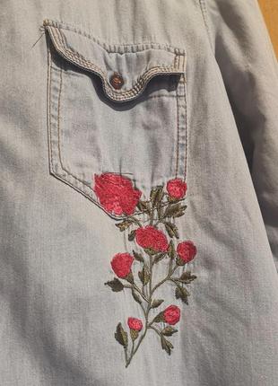 Джинсова рубашка з вишивкою zara3 фото