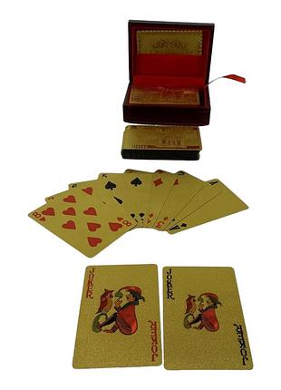 Карты игральные пластиковые позолоченые в шкатулке "евро" (11,5*8,5*4,5 см)