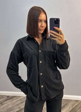 Костюм женский брюки палаццо/клеш+рубашка/рубашка на пуговицах высококачественный турецкий вельвет "шанель", черный, графит, серый, таш (светлый беж)10 фото