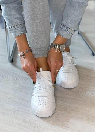 Кожаные кроссовки puma cali white в белом цвете (36-40)6 фото