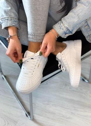 Шкіряні кросівки puma cali white в білому кольорі (36-40)7 фото