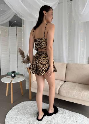 Идеальная шелковая пижама леопардовый Принт3 фото