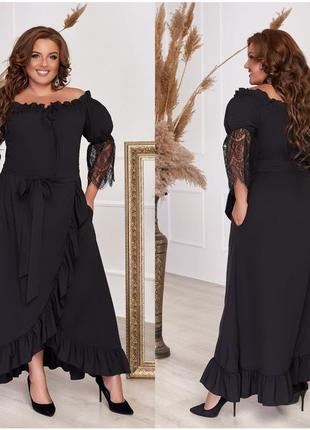 Длинное платье в вечернем стиле, цвет черный3 фото