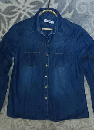 Сорочка, рубашка тонкий джинс. bonprix. eur.38-40, m/ l.