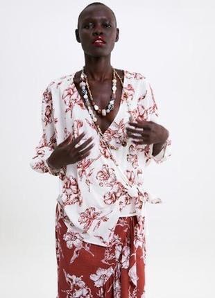 Zara  блузка топ на запах из смесового льна1 фото